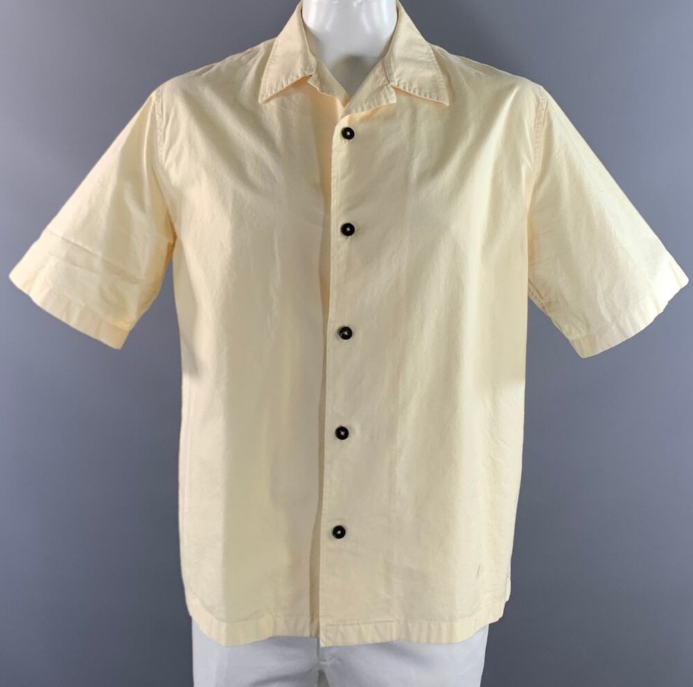 JIL SANDER Size 42 Yellow Cotton Button Up Short Sleeve Shirt